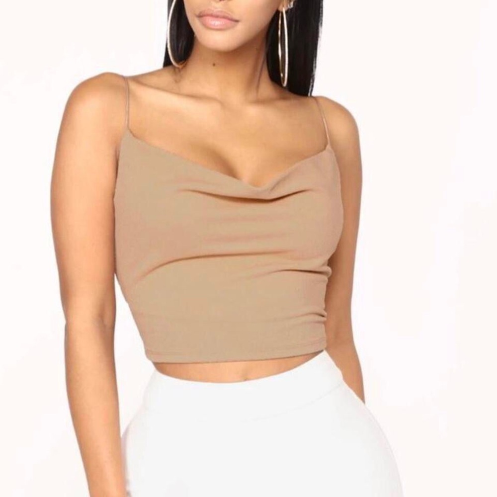 Fashion Nova Nude Cowl Neck Crop Top Camisole